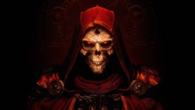 A skeletal face in the Diablo 2: Resurrected key art.