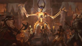 Diablo 2: Resurrected artwork showing the heroes facing Mephisto.