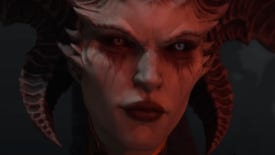 A zoomed-in picture of Diablo 4 Lilith's face.