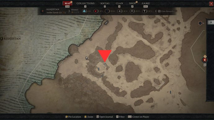 Ubicación de Abe-Mari, donde los jugadores pueden derrotar a la criatura para ganar cinco Demon Hearts de Diablo 4.