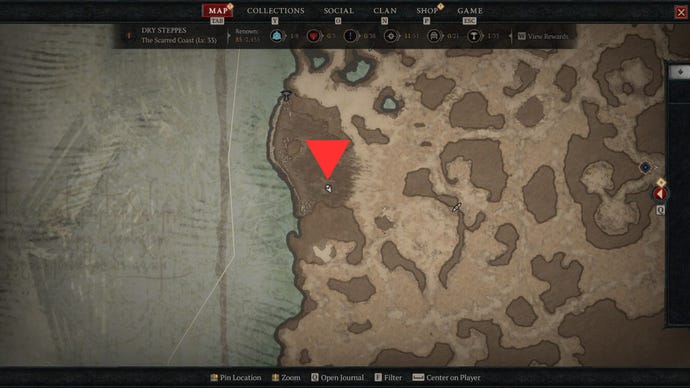 Almunn's location, where players can farm Diablo 4 Demon Hearts.