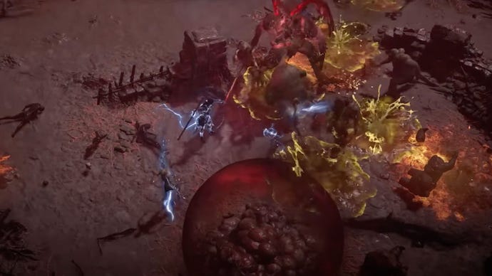 A scene from a Helltide as part of the Diablo 4 endgame.