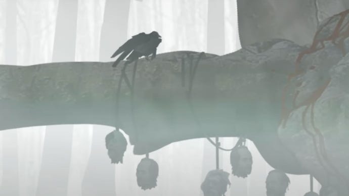 Una escena brumosa del Árbol de los Susurros en el juego final de Diablo 4.