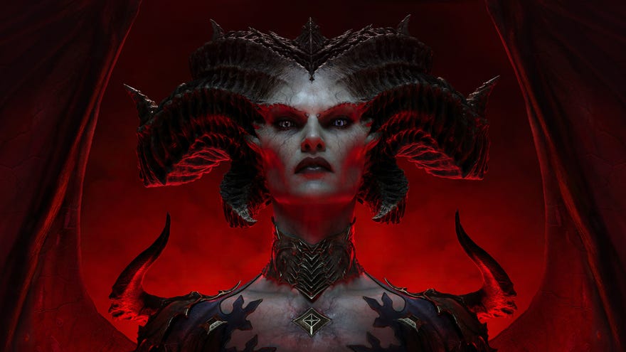 Der dämonische Lilith sieht in Diablo IV Wallpaper -Kunstwerk hochmütig aus