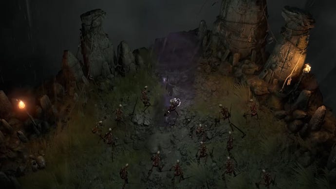 A player takes on enemies in Diablo 2 multiplayer.