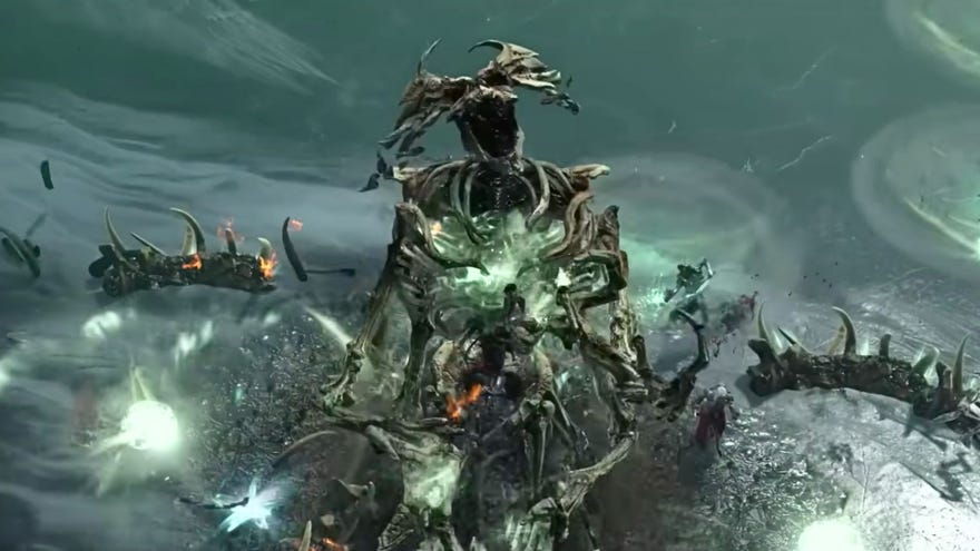 Diablo 4 vandrande död, död med tanke på liv i handling under en bosskamp