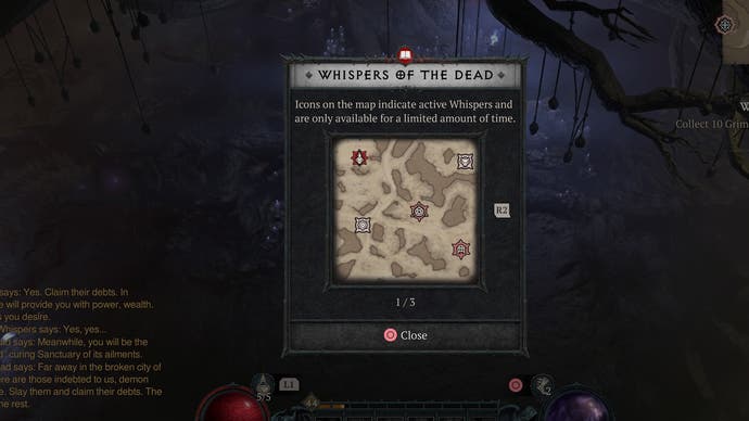 Completar los susurros de las misiones muertas es parte del final del juego en Diablo 4