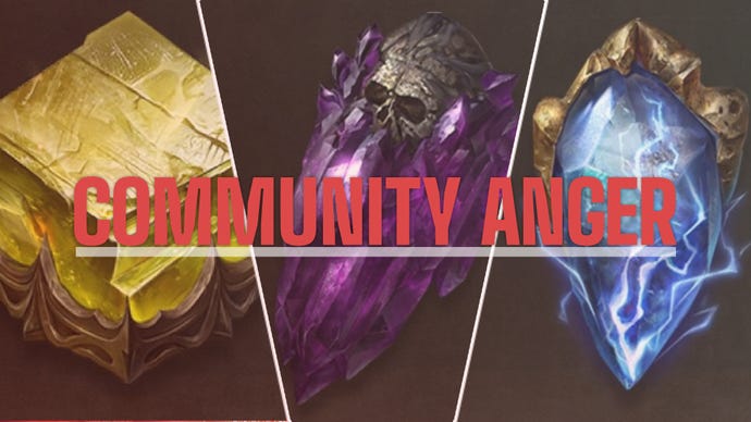 Custom header featuring 3 gems from Diablo Immortal and heading "Community Anger"