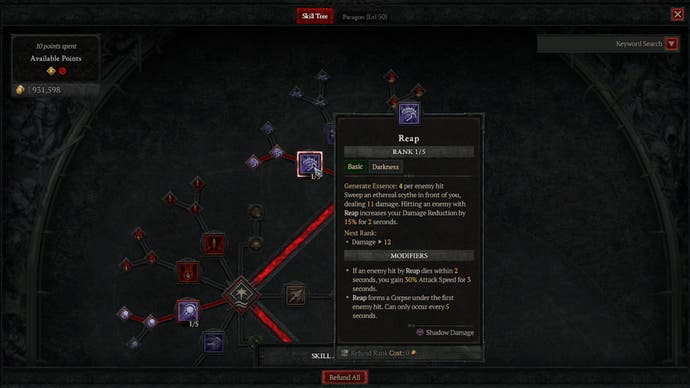 The Necromancer skill tree in Diablo 4 provides access to a number of different skill types.