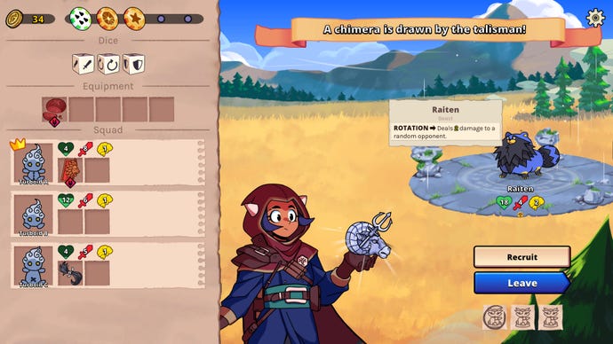 Würfelvolk-Gameplay mit dem Squad-Menü und einer vom Talisman gezeichneten Chimäre