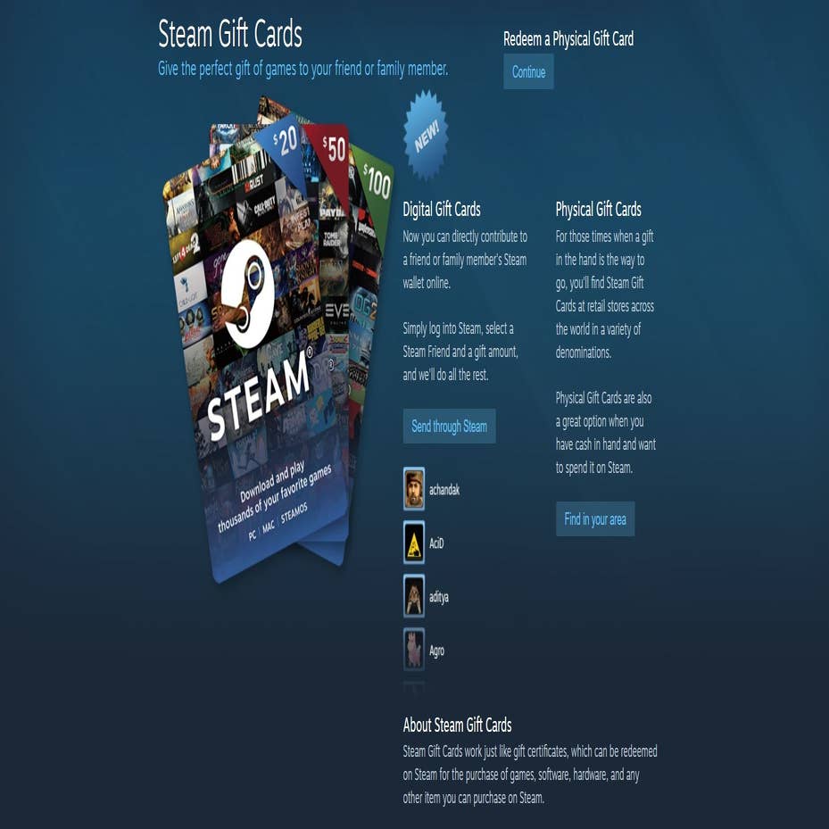 Tableta molino legumbres Steam introduce las tarjetas de regalo digitales | Eurogamer.es