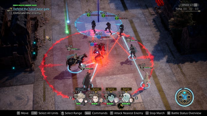 An enemy prepares a large area of effect attack in The Diofield Chronicle
