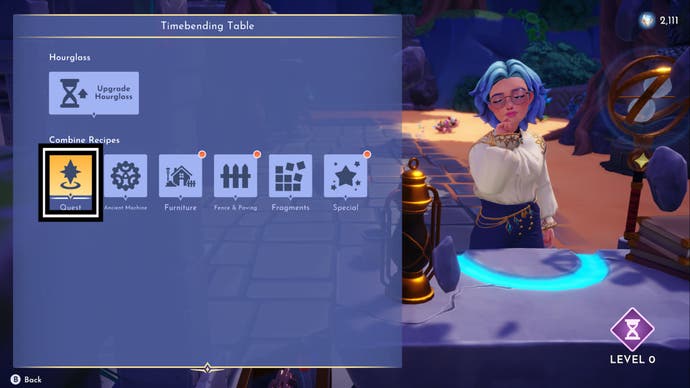 Disney Dreamlight Valley Sands in Hourglass Time Bending Table quest section highlighted