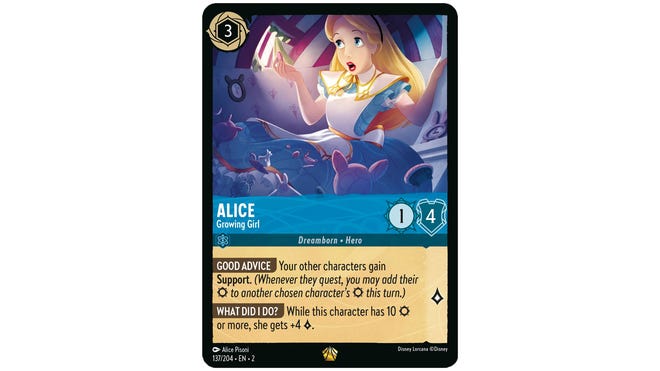 Disney Lorcana card Alice, Growing Girl.