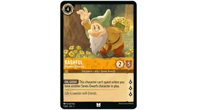 Disney Lorcana Bashful, Hopeless Romantic card.