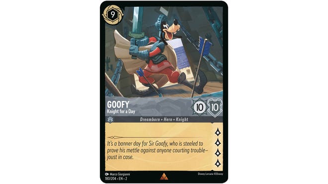 Disney lorcana card Goofy, Knight For A Day.
