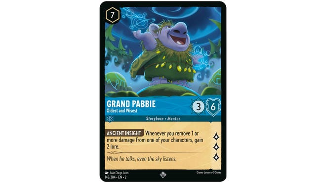 Disney Lorcana card Grand Pabbie, Oldest and Wisest.