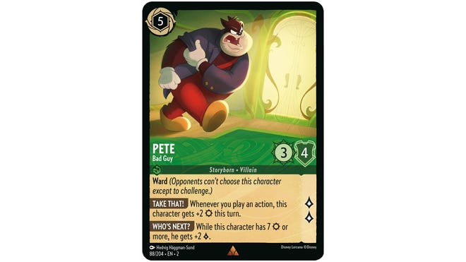 Disney Lorcana card Pete, Bad Guy.