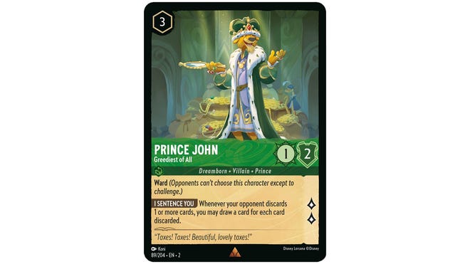 Disney Lorcana card Prince John, Greediest Of All.