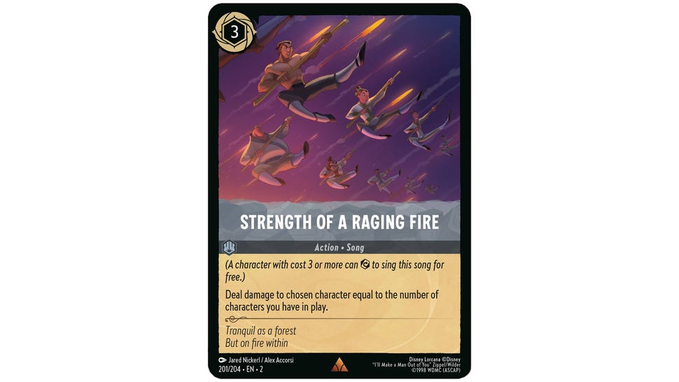 Disney Lorcana card Strength of a Raging Fire.