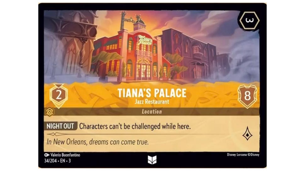 An image of Tiana's Palace card from Disney Lorcana.