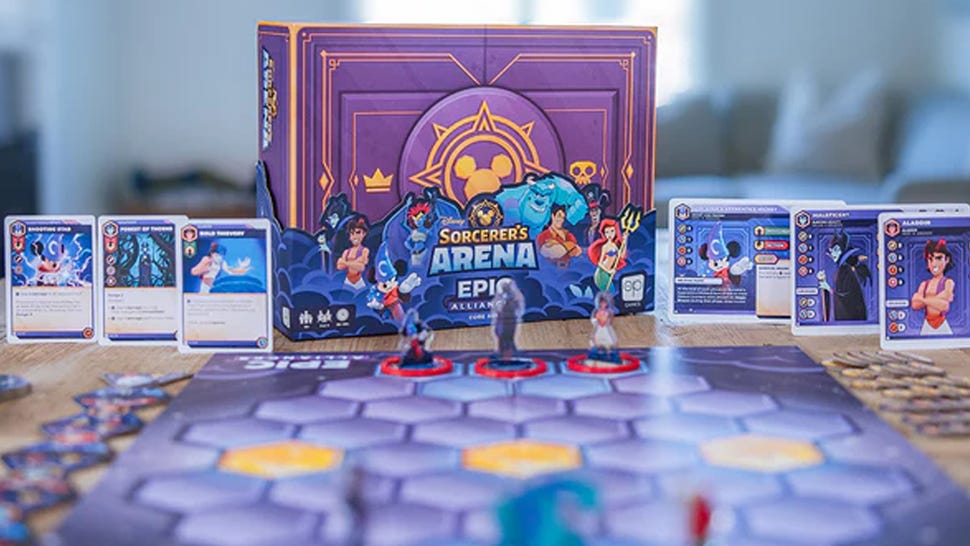 A close-up of the board for Disney Sorcerer's Arena: Epic Alliances.