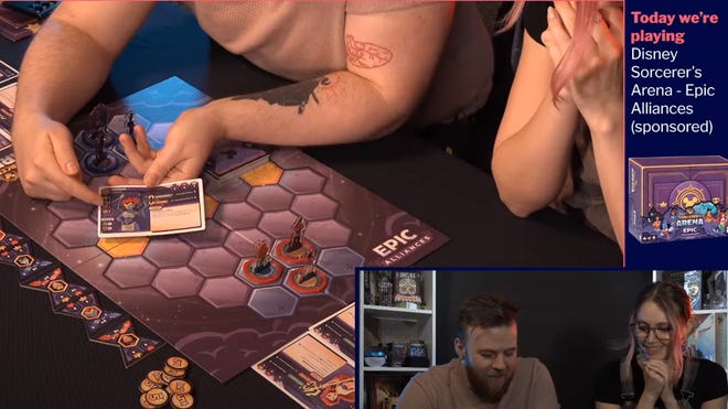 A screenshot of the Dicebreaker video for Disney Sorcerer's Arena: Epic Alliances.