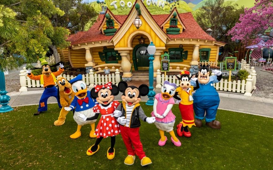 Photograph of Disney characters in Toon Town
