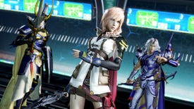An image from Dissidia Final Fantasy NT which shows a squad of three characters from the series lined up and looking ready for a fight.