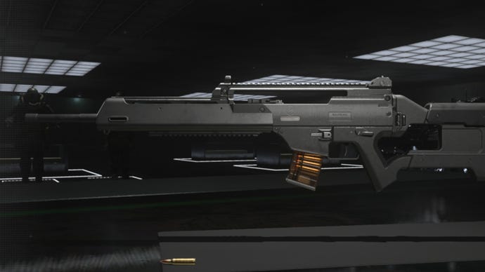 A closeup screenshot of the DM56 from Modern Warfare 3.