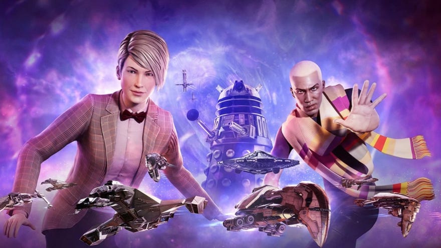 Time Lords in artwork for Eve Online's Doctor Who crossover.