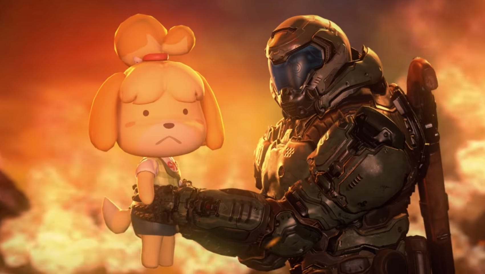 This Doomguy and Isabelle video is gutrippin' gold Rock Paper Shotgun