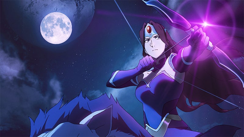Mirana aims her bow in Dota: Dragon's Blood.