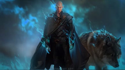 A screenshot of the character Solas from Dragon Age Inquisition
