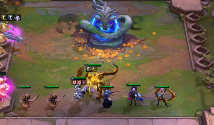 The new treasure dragon in Teamfight Tactics Dragonlands.