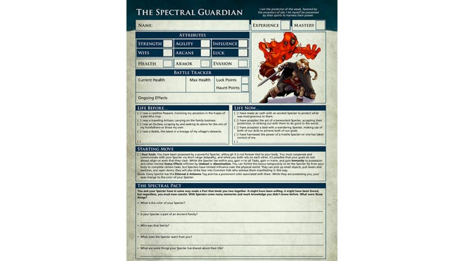 An image of a page from The Dread of Night RPG book