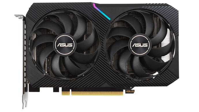 a photo of a cute rtx 3060 asus dual oc graphics card