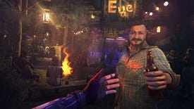 A friendly-looking character hands you a drink in a bar in Dying Light 2.