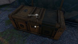 An Airdrop crate in Dying Light 2 - a large yellow crate on a rooftop which contains Military Tech.