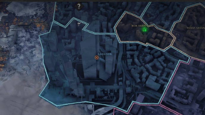 Часть карты умирающего света 2 с маркером, обозначающим местоположение башни VNC
