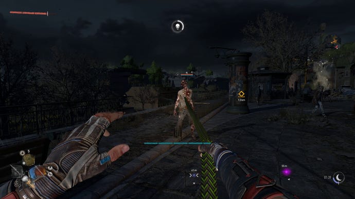 The player holds a knife, ready to shank a zombie in front of them in Dying Light 2