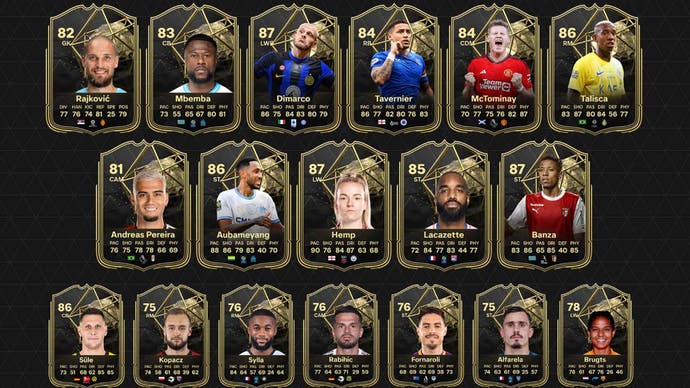 Cards who could feature in the EA FC 24 squad for week 13, including Aubameyang and McTominay.