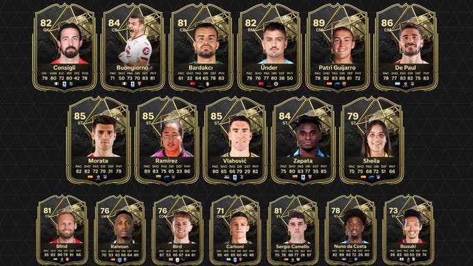 A selection of cards expected to feature in the EA FC 24 Week 17 team lineup.
