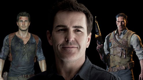 Nolan North alongside characters from Call of Duty and Uncharted