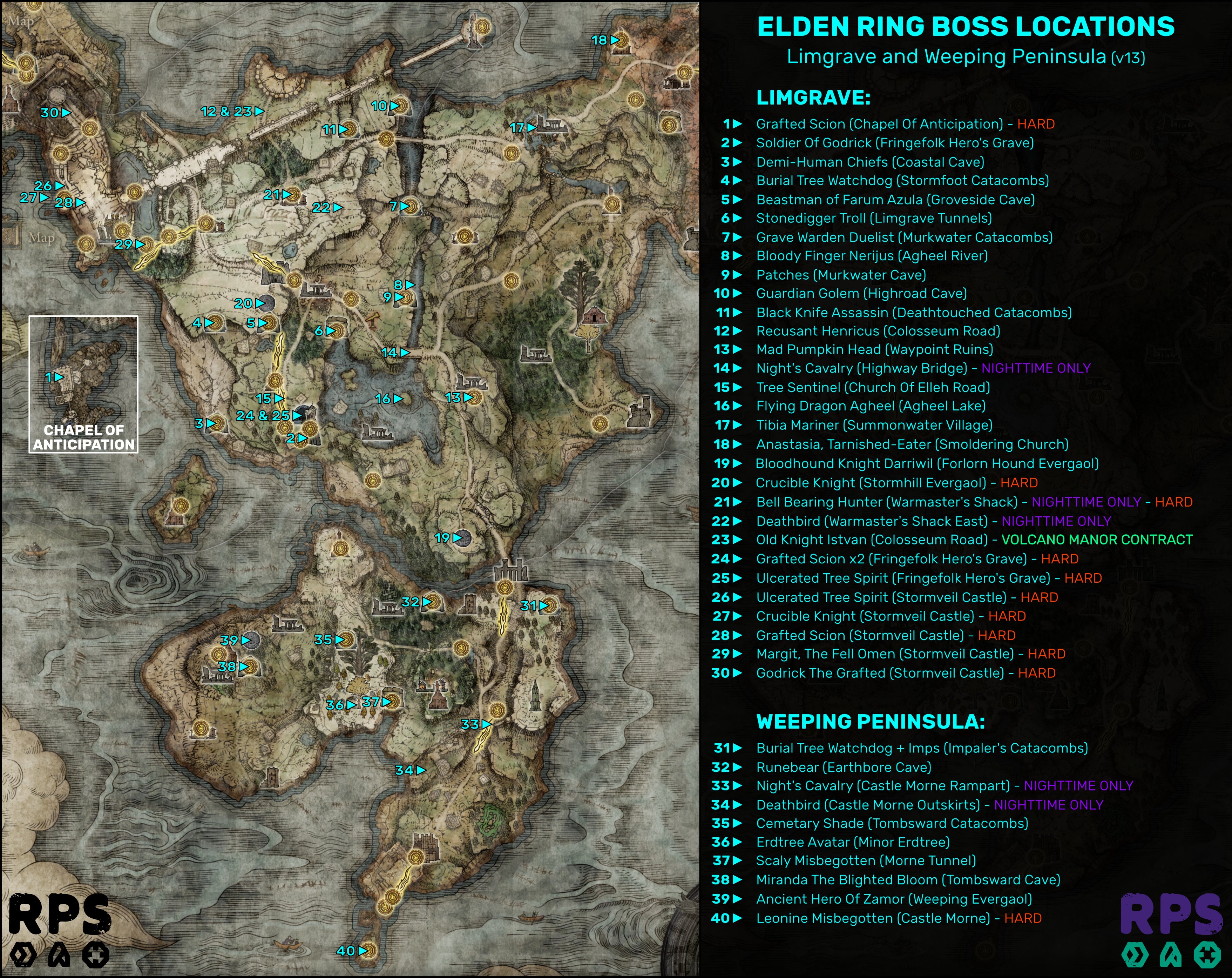 Elden Ring Boss Locations Where To Find All 238 Elden Ring Bosses   Elden Ring Boss Locations Map Limgrave Weeping Peninsula V13 