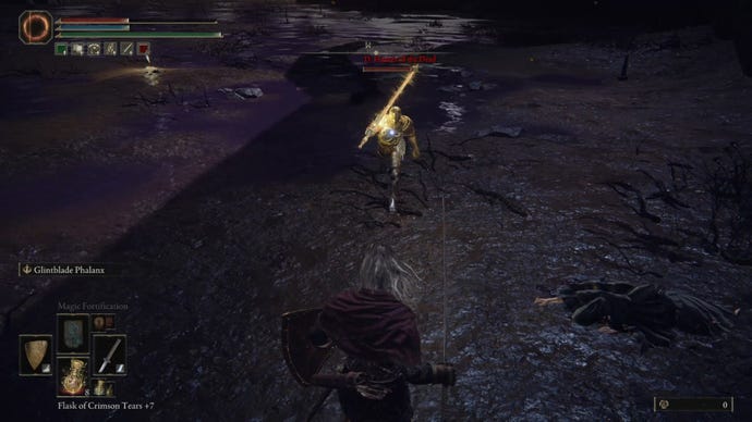 The player fights D, Hunter of the Dead, in Elden Ring.