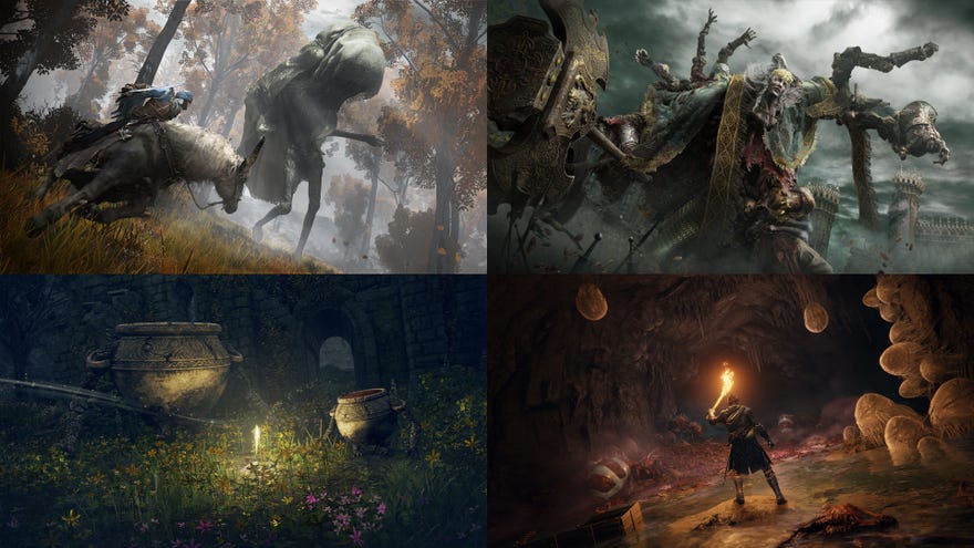 A montage of four Elden Ring screenshots.
