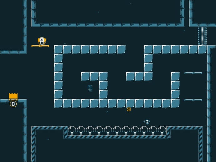 A tiny robot runs toward his detached head in ElecHead