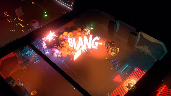 Ein „BLANG“-Soundeffekt visualisiert, wenn im Endless Dungeon-Gameplay etwas explodiert