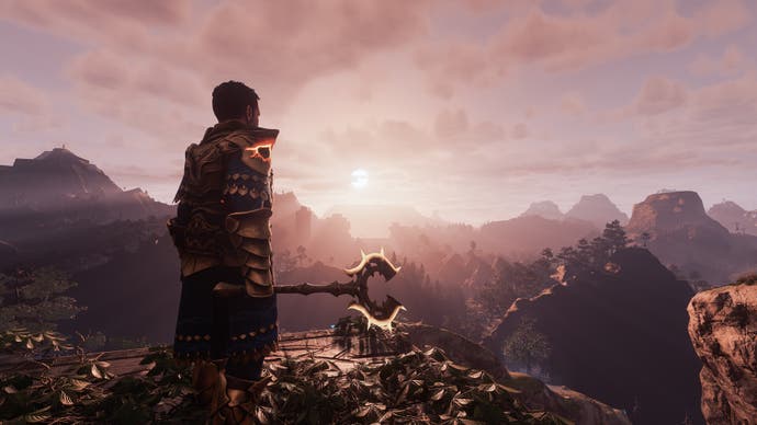 Official wrapped image showing a player character holding an axe, looking out over a mountainous world at golden hour.